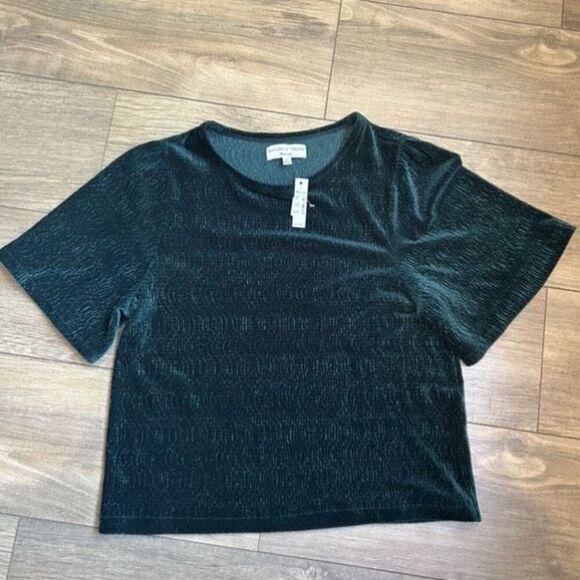 NWT MADEWELL TEXTURE & THREAD Crinkle Velvet Flutter Sleeve Top - Picture 1 of 5